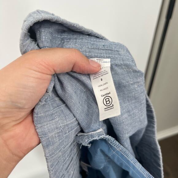 Athleta Cabo Linen Joggers Blue Drawstring High Rise - Picture 8 of 9